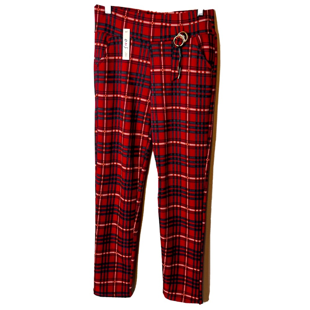 OtoS plaid pants red black new nwt o to s fleece lined Y6834 Large